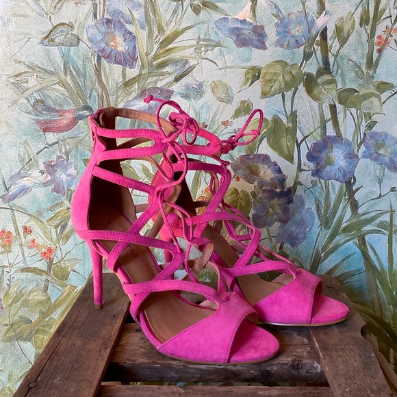 NEW Emmey Strappy Vegan Suede Heels - Picture 7 of 16